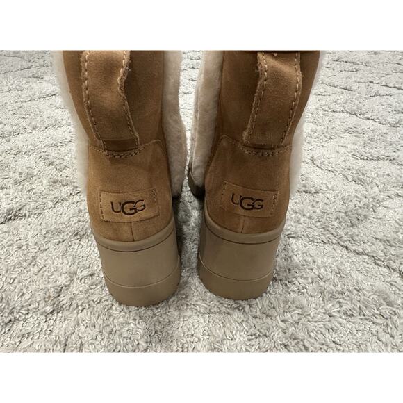 UGG Brooklyn Sunburst Platform Boots Women's Chestnut Suede US 12 - Picture 8 of 10